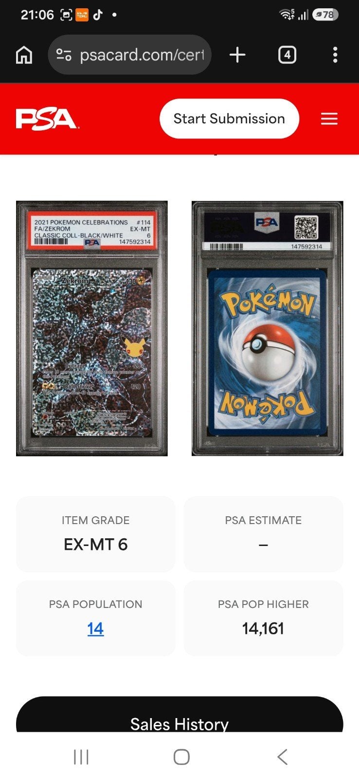 zekrom celebrations PSA 6, Ophalen, Zo goed als nieuw, Losse kaart