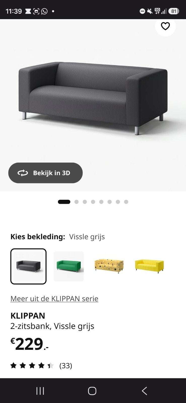 IKEA Klippan 2-zitsbank, Huis en Inrichting, Modern, Compact, Gebruikt, 150 tot 200 cm, Tweepersoons