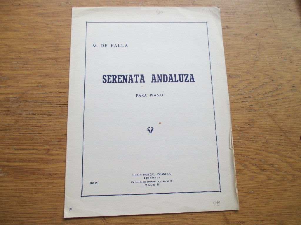 De falla - serenata andaluza - voor piano, Gebruikt, Klassiek, Ophalen of Verzenden, Artiest of Componist