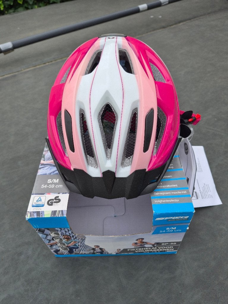 SP-55 Fietshelm Roze/Wit S/M (54-59 cm), SP-55, Nieuw, Dame, Ophalen