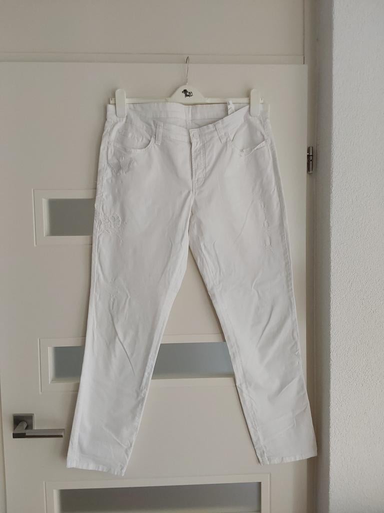 CAMBIO JEANS MAAT 42 BORDUUR DESTOY EFFECT MODEL LAURIE., Wit, Ophalen of Verzenden, Zo goed als nieuw, W33 - W36 (confectie 42/44)