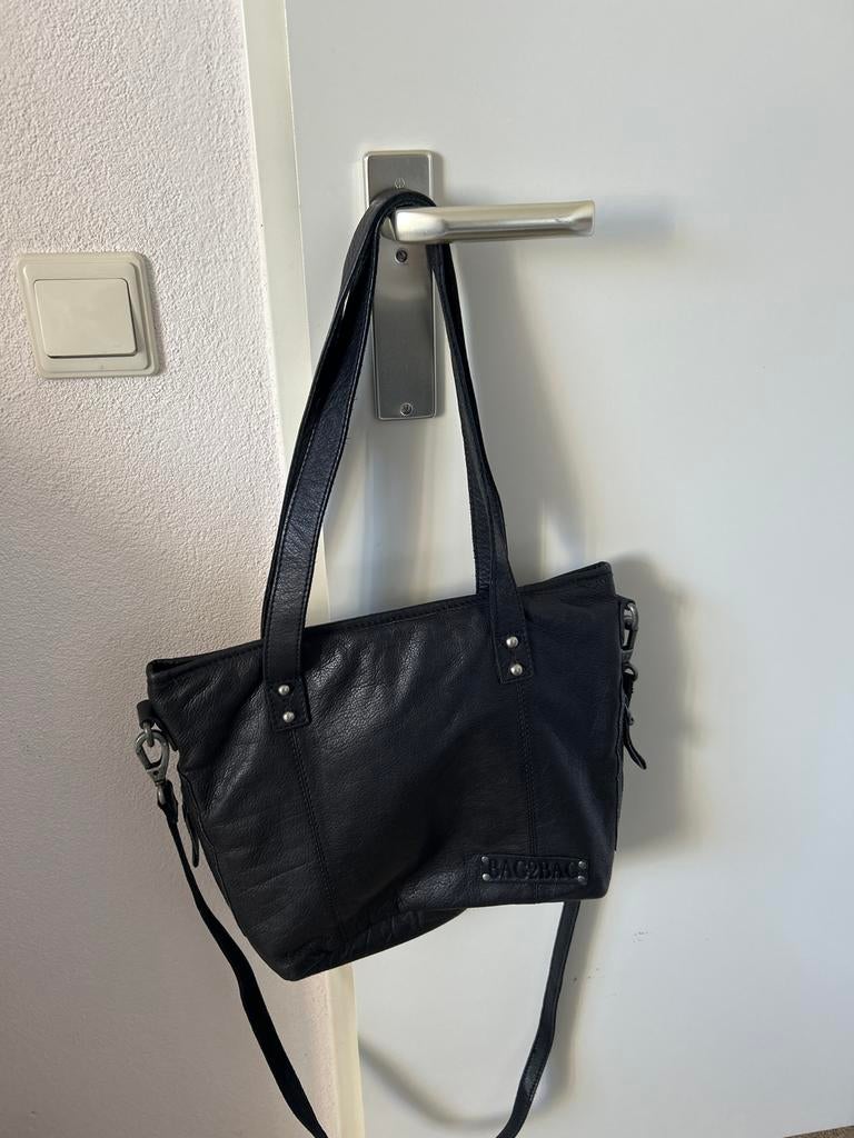 Nieuwe Zwarte Leren Schouder/Handtas - Bag2Bag, Overige merken, Zwart, Nieuw, Ophalen of Verzenden