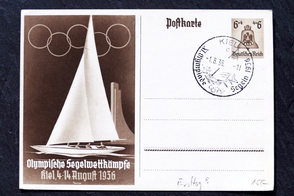 Olympische zeilwedstrijden 1936, Olympiade Kiel, Duits, Verzenden, 1920 tot 1940, Ongelopen, Politiek en Historie