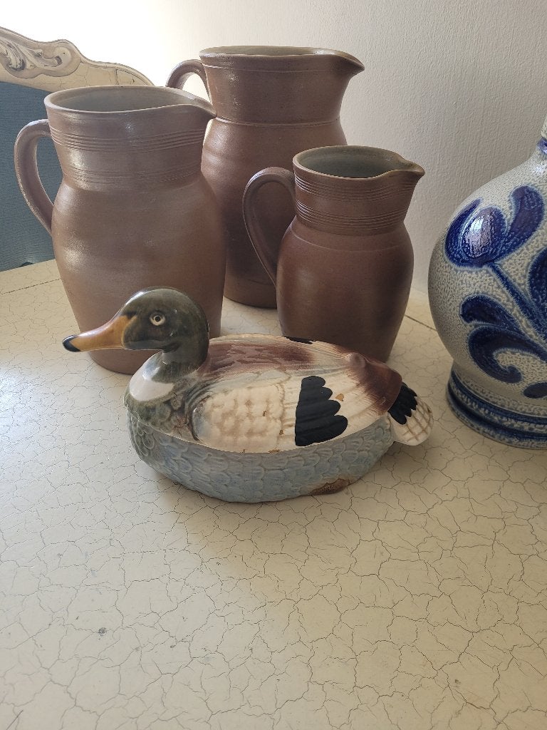 Oude patepot eend Caugant foto 1 t/m 6, Ophalen of Verzenden