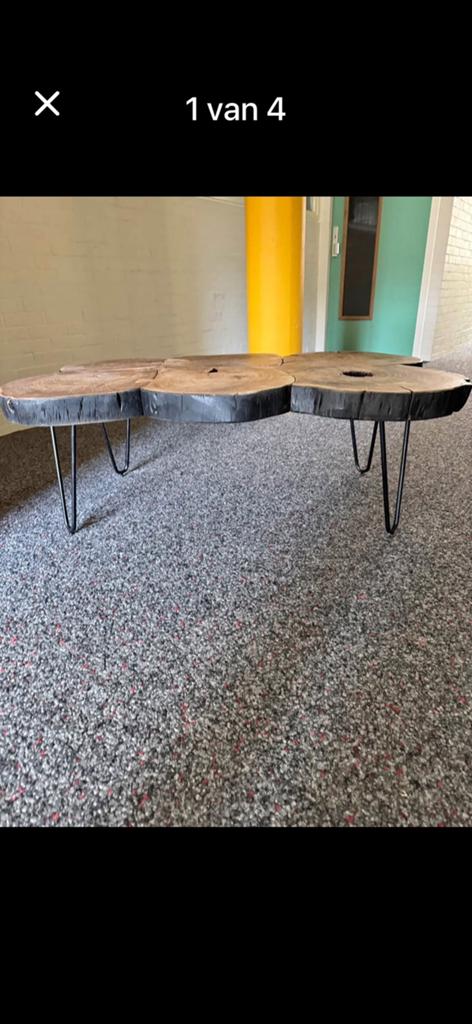 Zware kwaliteit boomstam salontafel zgan, Huis en Inrichting, Ophalen, 100 tot 150 cm, 50 tot 100 cm, Zo goed als nieuw