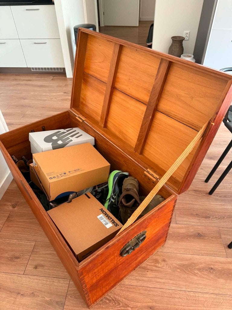 vintage wooden chest, Zo goed als nieuw, Minder dan 100 cm, Kersenhout, 50 tot 75 cm
