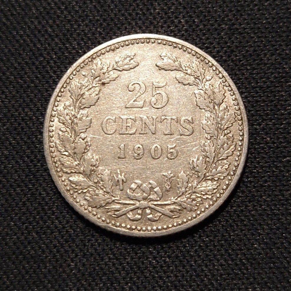 25 cent 1905, Postzegels en Munten, Verzenden, Zilver, 25 cent, Koningin Wilhelmina