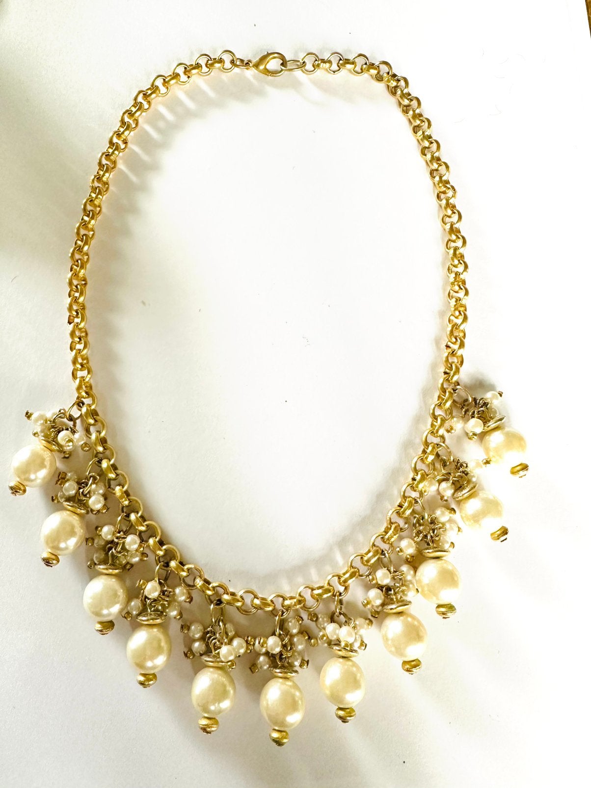 Vintage statement ketting glas parels, Ophalen of Verzenden, Zo goed als nieuw, Goud, Overige materialen