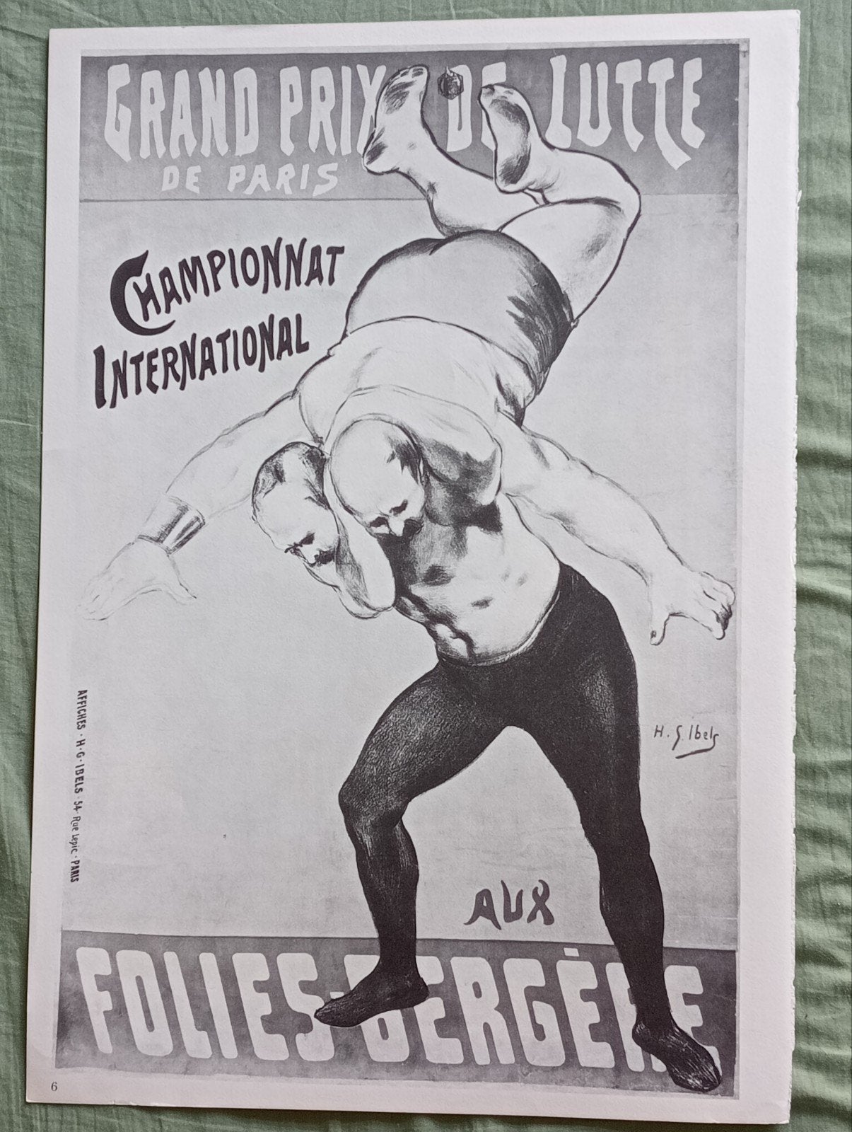 H.S.Ibels Worstelen Vechtsport affiche Paris, Ophalen of Verzenden, Gebruikt, A1 t/m A3