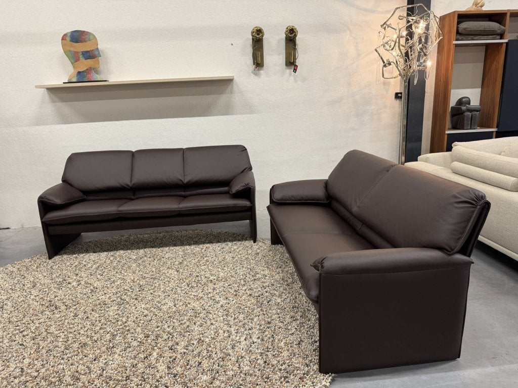 Nieuw Leolux Bora Beta Bank 3, 2,5 & 2 zits Bank bruin leer, Leolux, Info@leolux.nl, 150 tot 200 cm, Ophalen of Verzenden