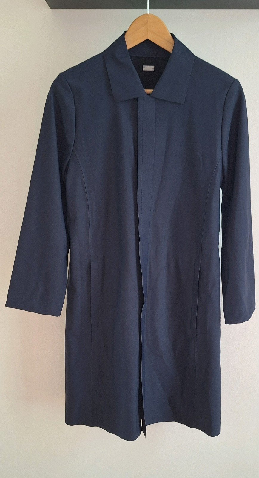 Marccain blauw jas tussendoor herfst trenchcoat marc cain 36, Blauw, Ophalen of Verzenden, Zo goed als nieuw, Maat 36 (S)