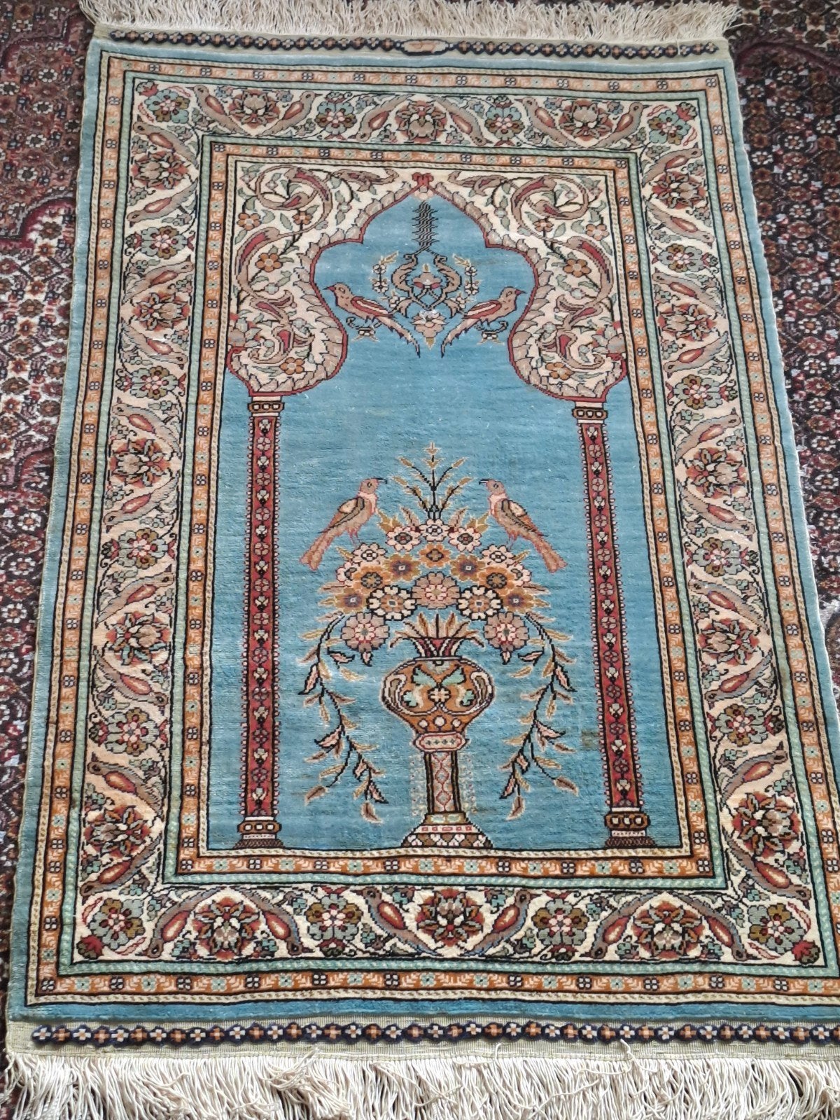 Perzische tapijt handgemaakt Hereke Ozpik mehrab, Ophalen, Nieuw, Rechthoekig, 200 cm of meer