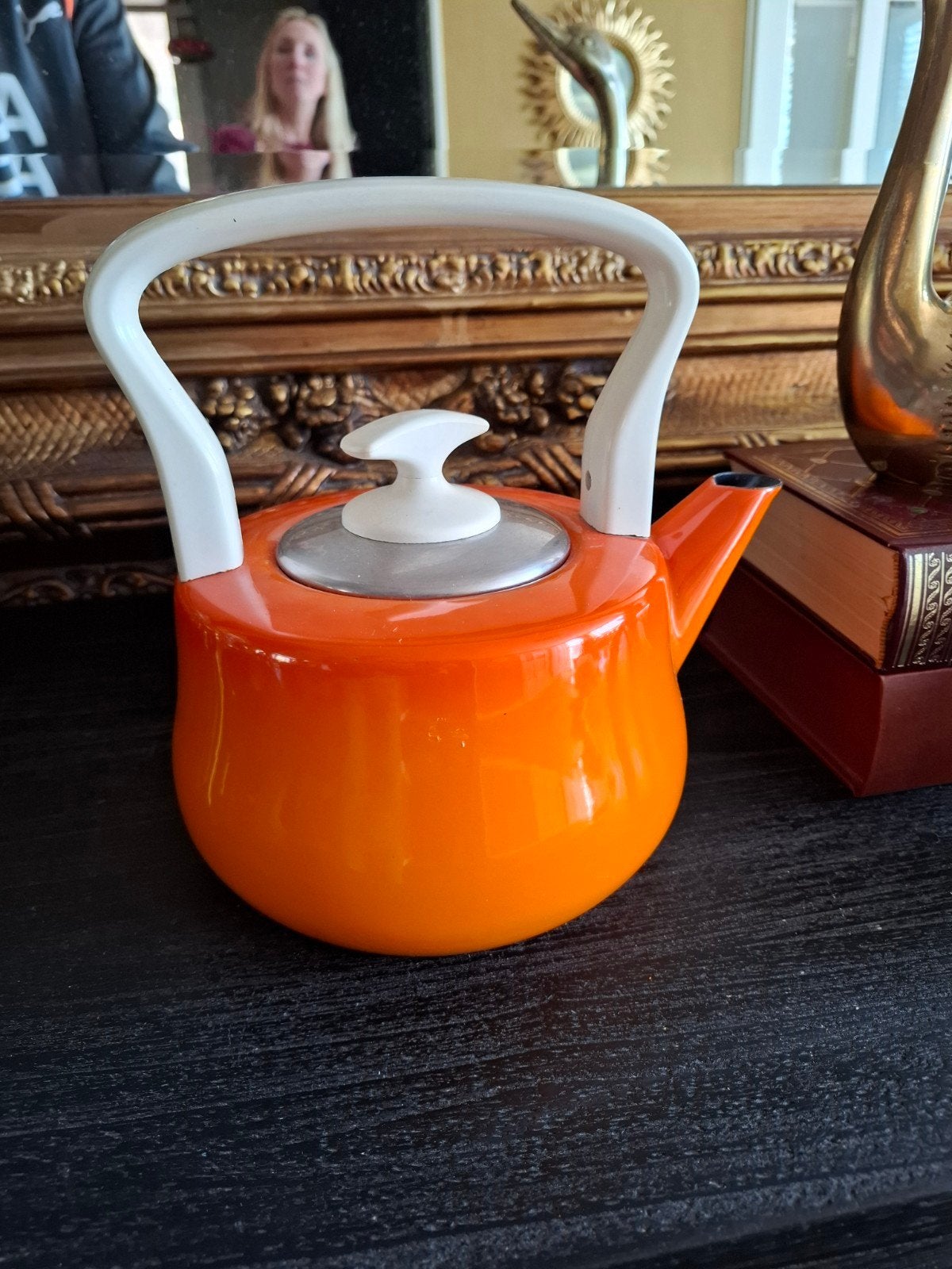 Vintage oranje fluitketel, Ophalen of Verzenden