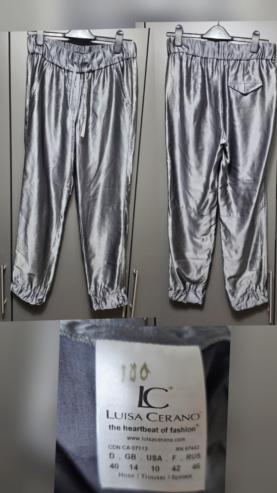Luisa Cerano metallic broek maat 40, Maat 38/40 (M), Ophalen of Verzenden, Zo goed als nieuw, Grijs
