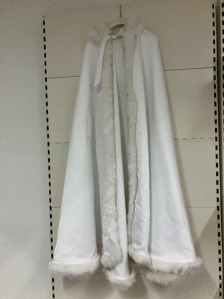 Prachtige lange witte bruidscape / wintermantel met capuchon, Ophalen, Wit, Onbekend, Accessoires