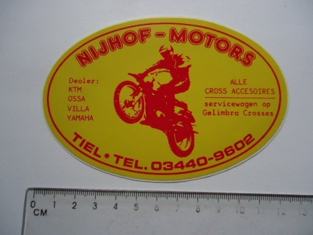 sticker oud NIJHOF Motorcross KTM Ossa VILLA Yamaha dealer, Verzenden, Zo goed als nieuw, Bedrijf of Vereniging
