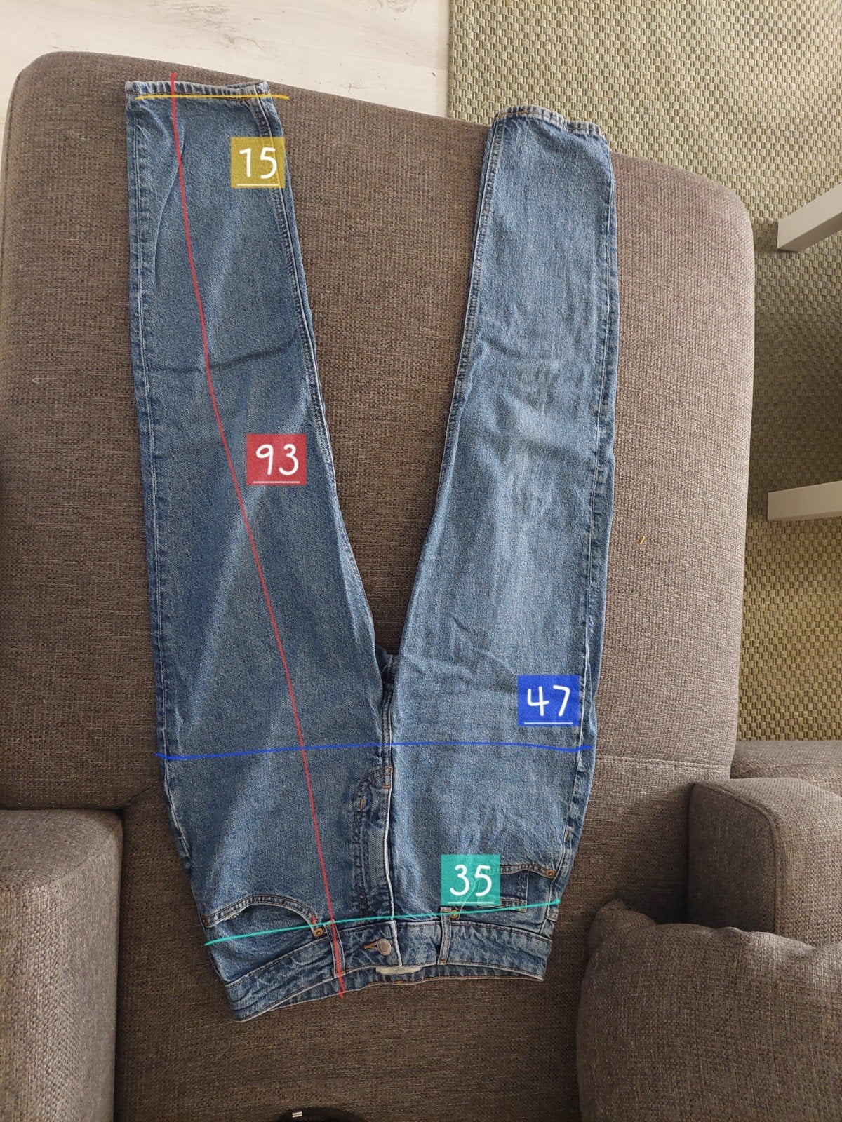 H&M spijkerbroek, maat 170/76A, recht model, nieuw, Ophalen, H&M, Blauw, Overige jeansmaten