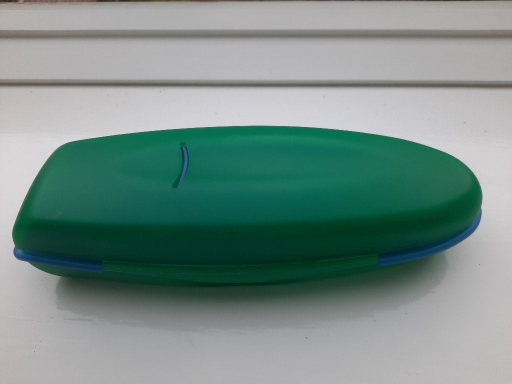 Tupperware Pennenbakje Groen/Blauw, Huis en Inrichting, Bewaardoos, Blauw, Ophalen of Verzenden, Zo goed als nieuw