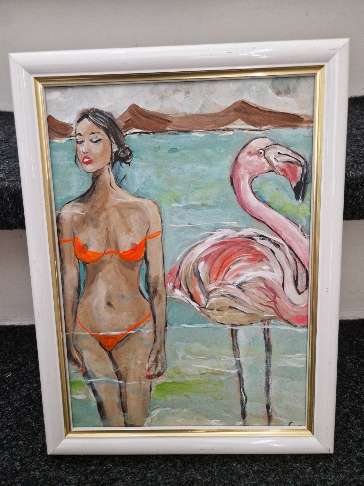 Naakt schilderij pinup, Antiek en Kunst, Kunst | Schilderijen | Modern, Ophalen of Verzenden