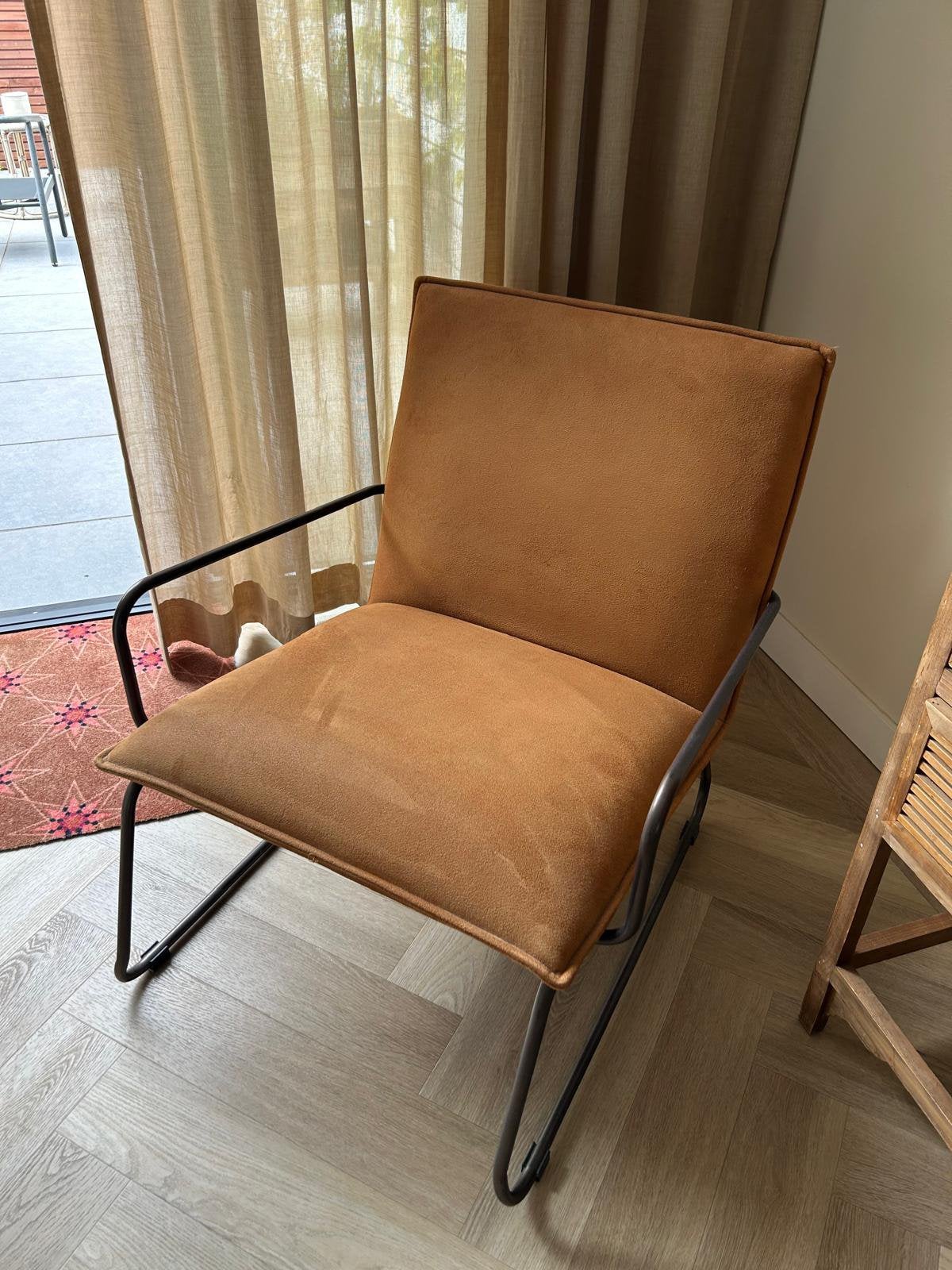 Eleonora fauteuil cognac kleir, Ophalen, Zo goed als nieuw, 75 tot 100 cm, 50 tot 75 cm
