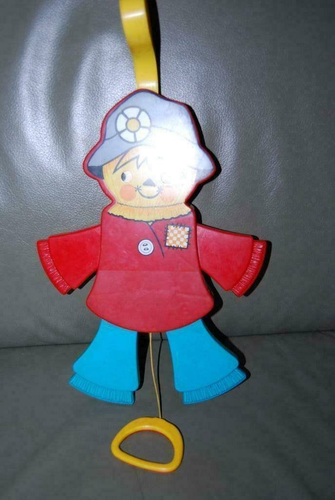 Vintage fisher price 423 jumping jack trekpop uit 1978, Ophalen of Verzenden, Gebruikt, Duw- of Trekspeelgoed, Met geluid