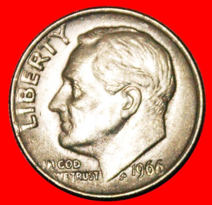 ⰊNOT SILVER 1946-2025: USA 10 CENTS 1966 ROOSEVELT 1858-1945, Ophalen of Verzenden, Noord-Amerika, Losse munt