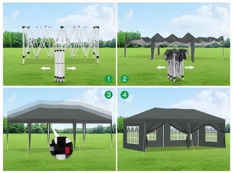 Pop-up opvouwbaar Tuinpaviljoen Marquee Pergola. 3x6m. Creme, Tuin en Terras, Opvouwbaar, Partytent, Nieuw, Ophalen of Verzenden