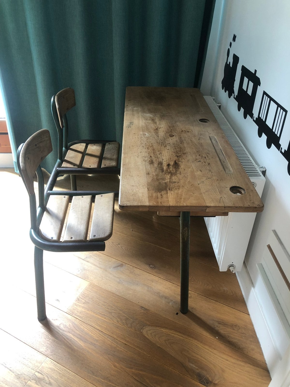 Bureau, vintage, schoolbank, Vintage, Ophalen, Gebruikt, Schoolbureau