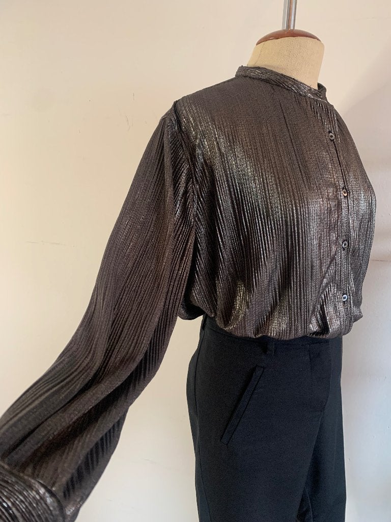 Rabens oversized blouse zilver grijs metalic S = S/36 - M/38, Verzenden, Zo goed als nieuw, Maat 36 (S), Grijs