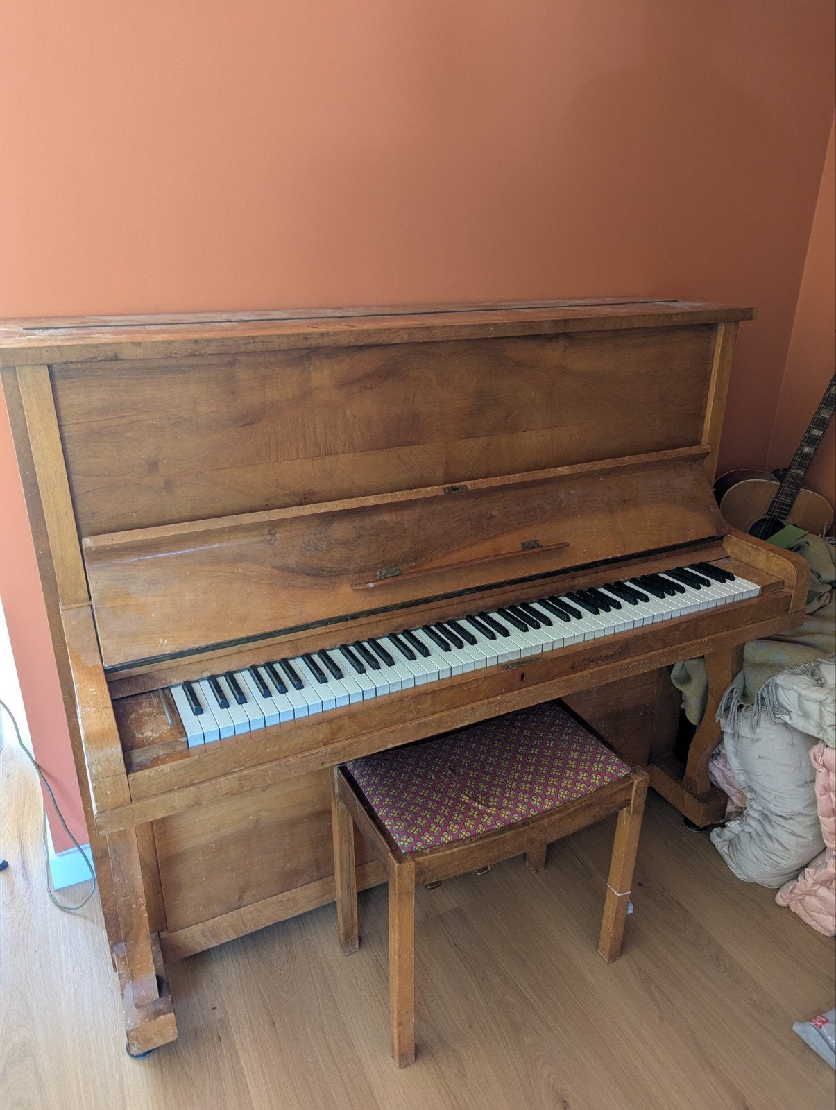 Antieke piano | R. Hupfer & Co, Zeitz | Bieden, Muziek en Instrumenten, Ophalen, Gebruikt, Bruin, Piano