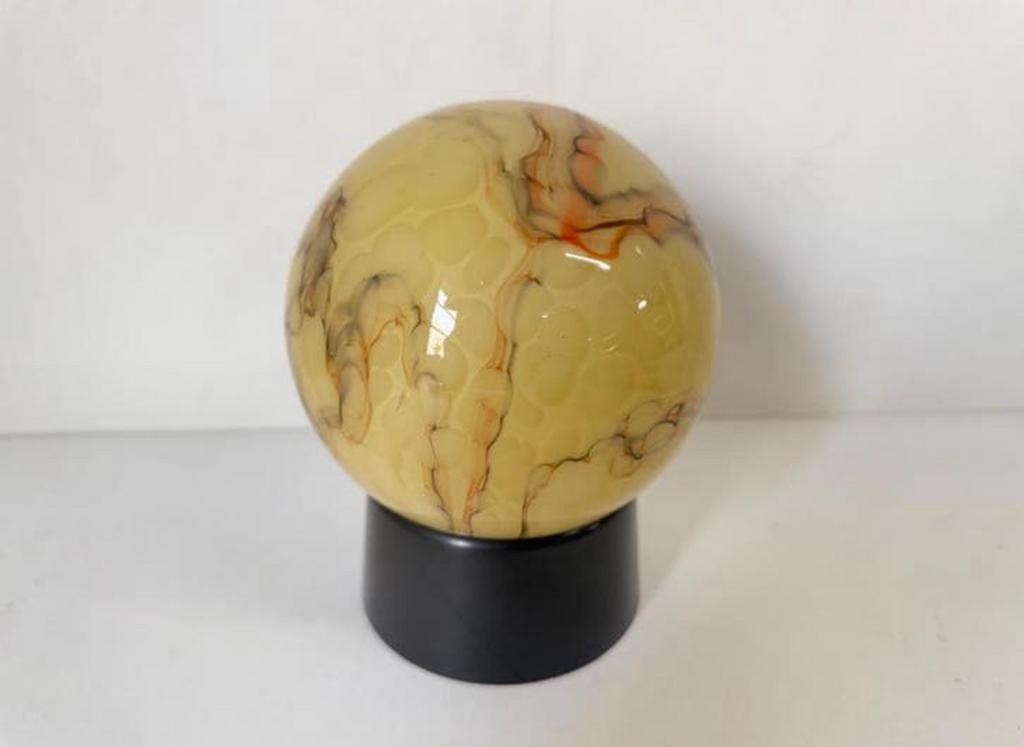 Vintage gemarmerde lamp Art Deco donker bakelieten voet, Ophalen of Verzenden, Zo goed als nieuw, Glas, Art Deco