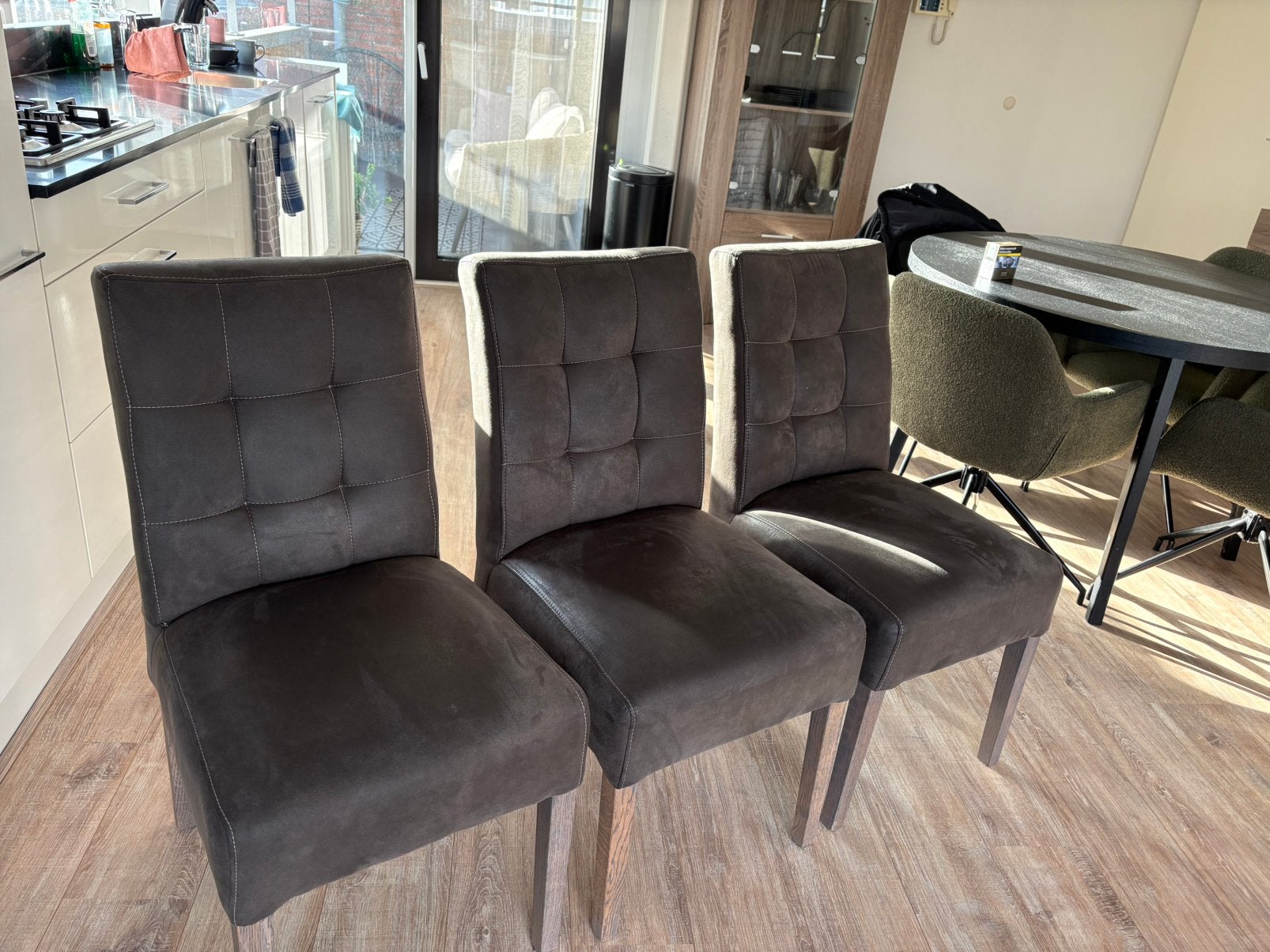 Eetkamerstoelen - set van 3, Ophalen, Gebruikt, Stof, Drie