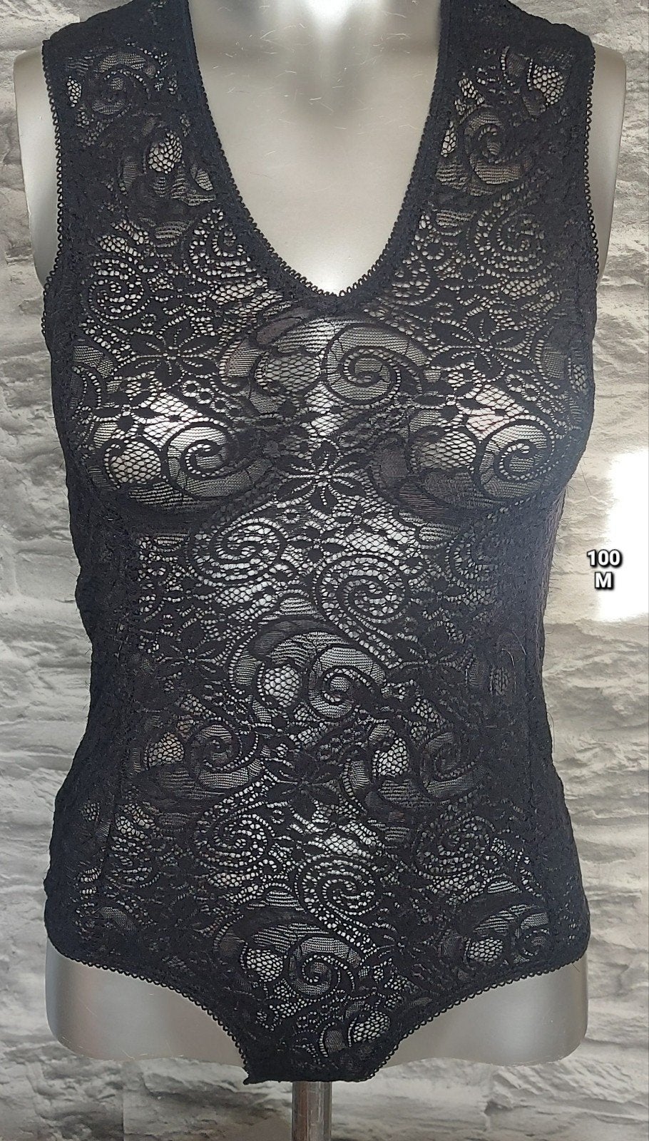 Sexy Zwarte kanten body met V-hals, Ophalen of Verzenden, Zwart, Body of Korset