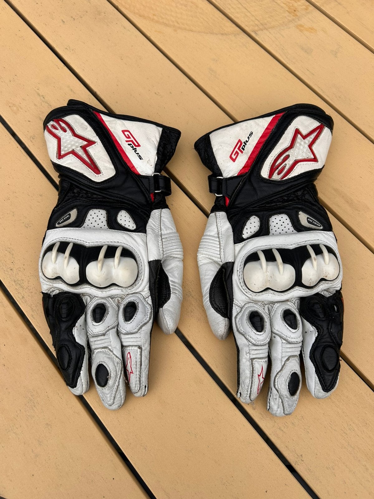 Alpinestars GP Plus motorhandschoenen - Zwart/Wit maat L, Motoren, Ophalen, Tweedehands, Heren, Handschoenen