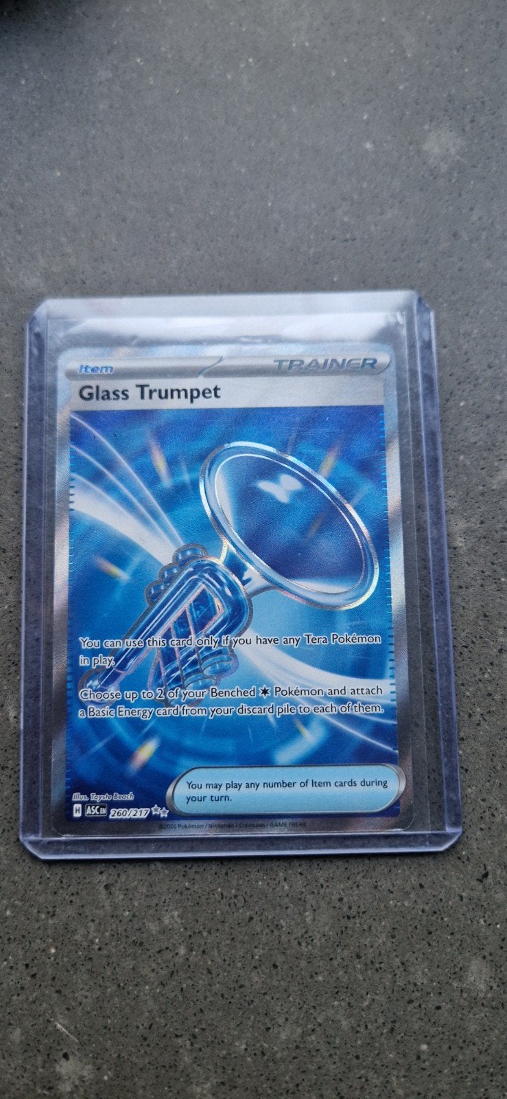 Pokémon TCG: Glass Trumpet Trainer Kaart (260/217), Ophalen of Verzenden, Zo goed als nieuw, Losse kaart