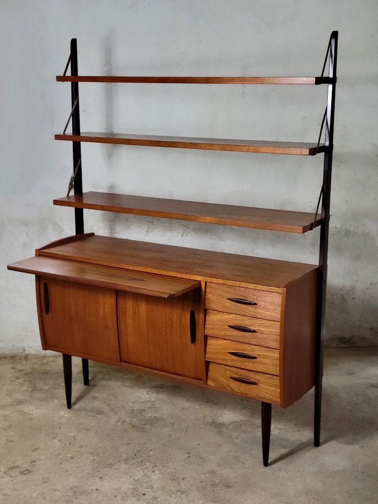 Vintage Zweeds vrijstaande wandsysteem met bureau, Huis en Inrichting, Ophalen, Gebruikt, Met deur(en), Minder dan 150 cm
