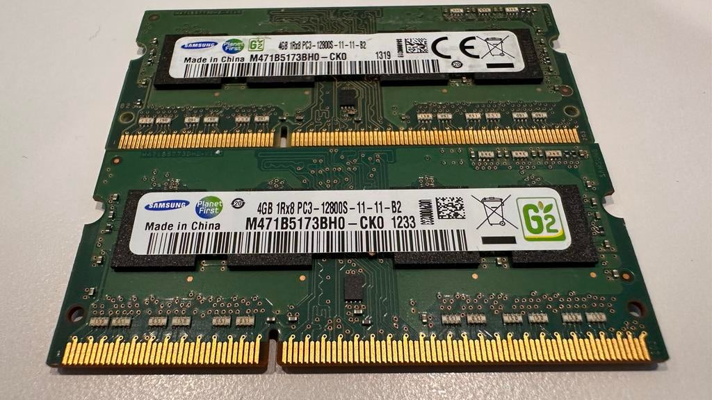 2x Samsung 4GB RAM PC3-12800S, Computers en Software, RAM geheugen, Gebruikt, 8 GB, DDR3, Ophalen of Verzenden