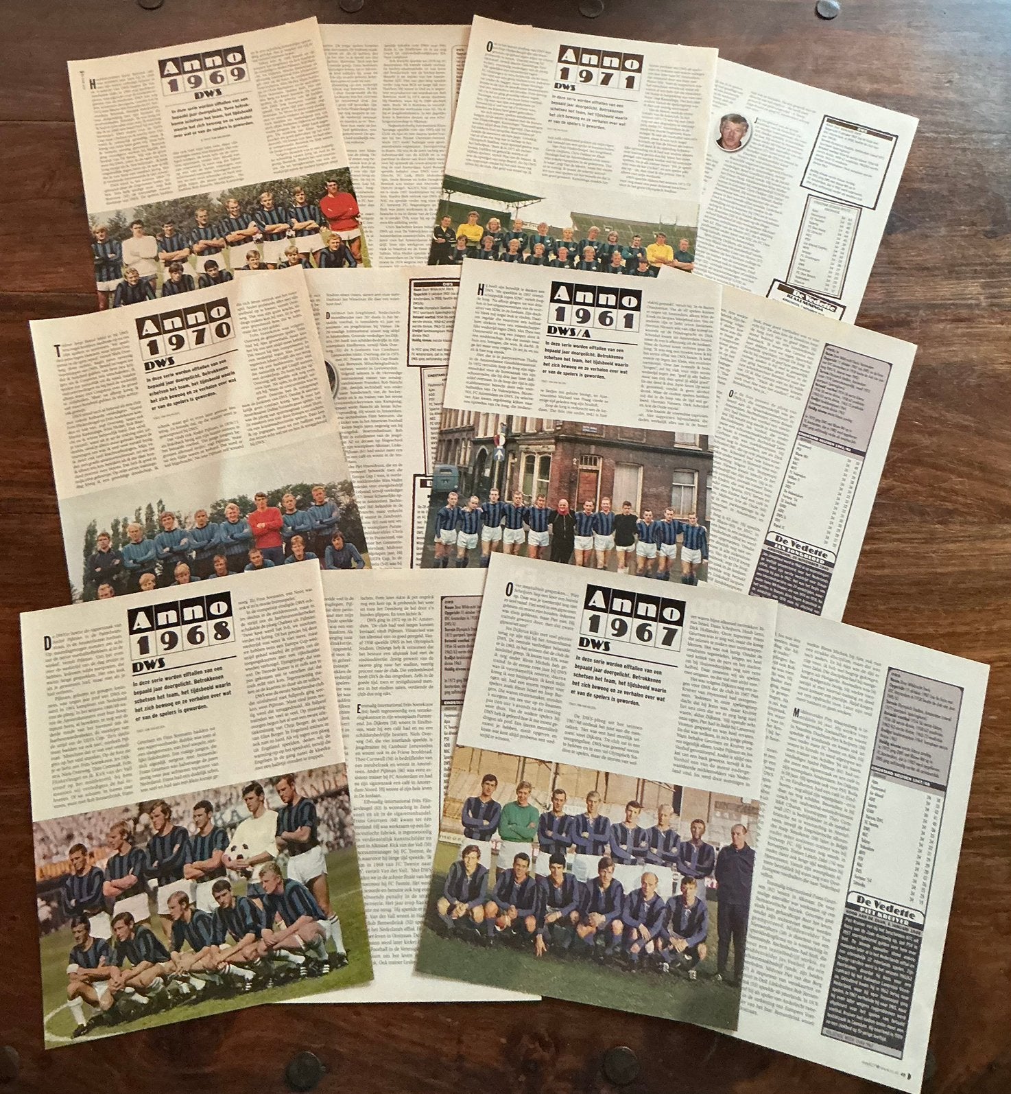 Voetbal artikel 6x Anno DWS, Ophalen of Verzenden, Knipsel(s)