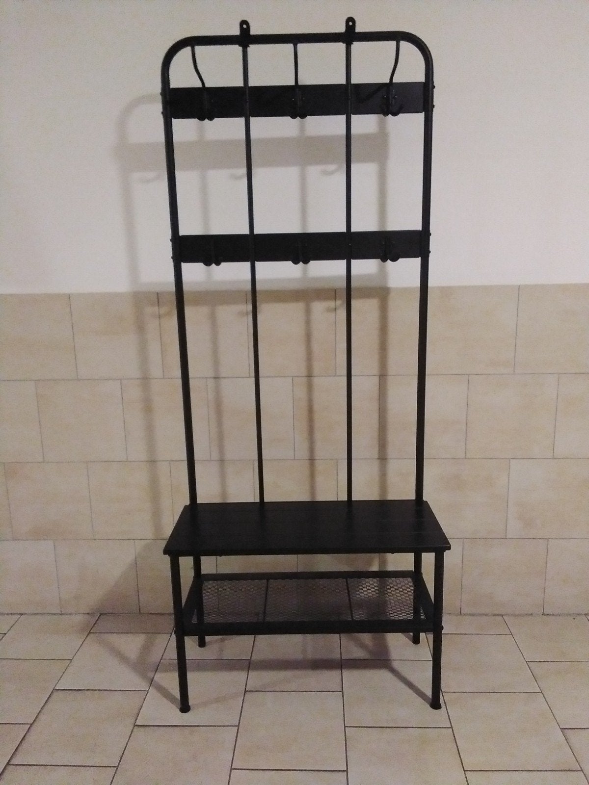 IKEA kapstok met schoenenbank - Zwart, Ophalen, Zo goed als nieuw, Metaal, Staande kapstok
