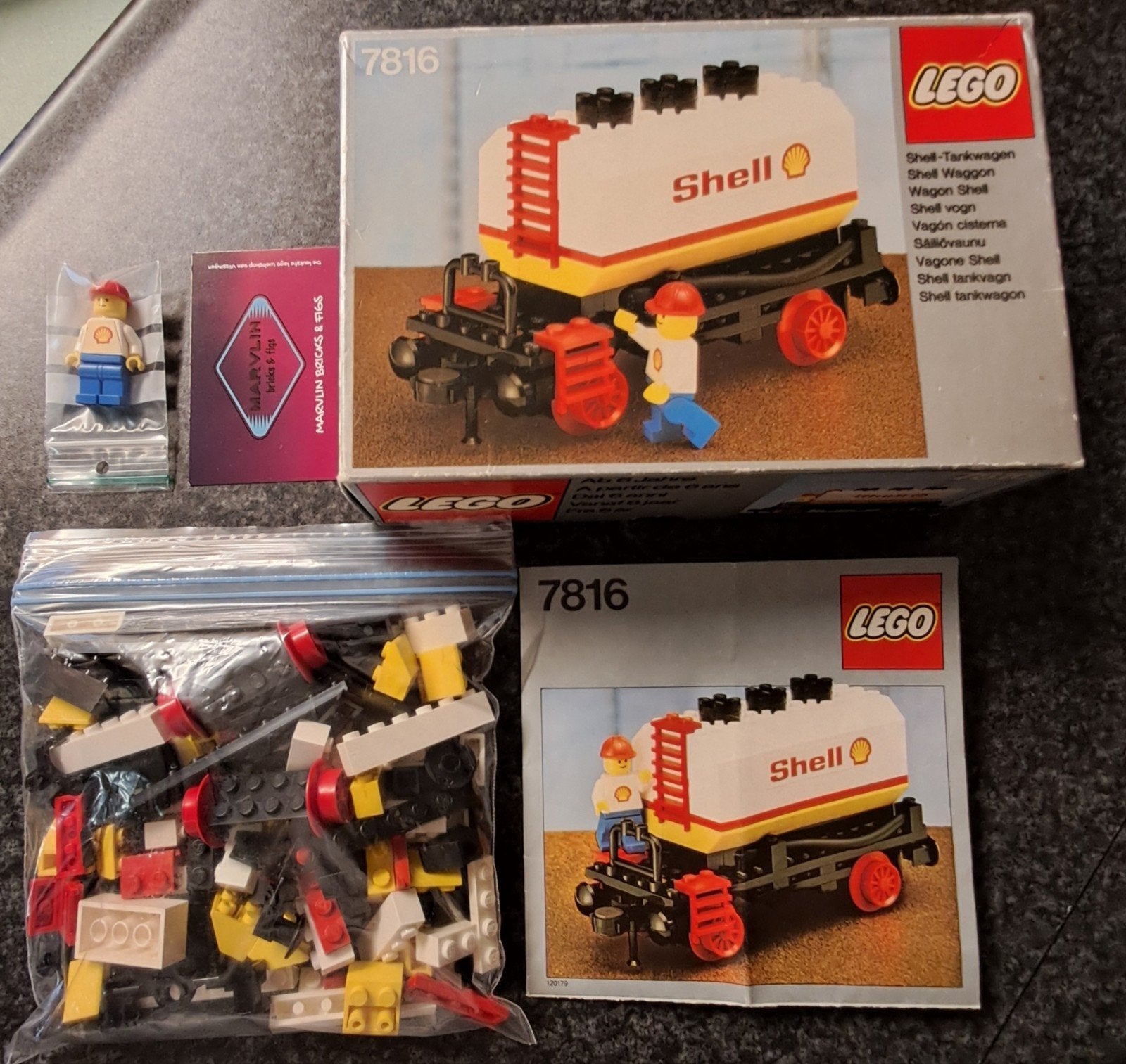 Lego 4.5v Shell Tanker Wagon set (7816) - Zonder stickers, Gebruikt, Overige thema's, Lego, Aastvej 1, 7190 Billund, Denmark