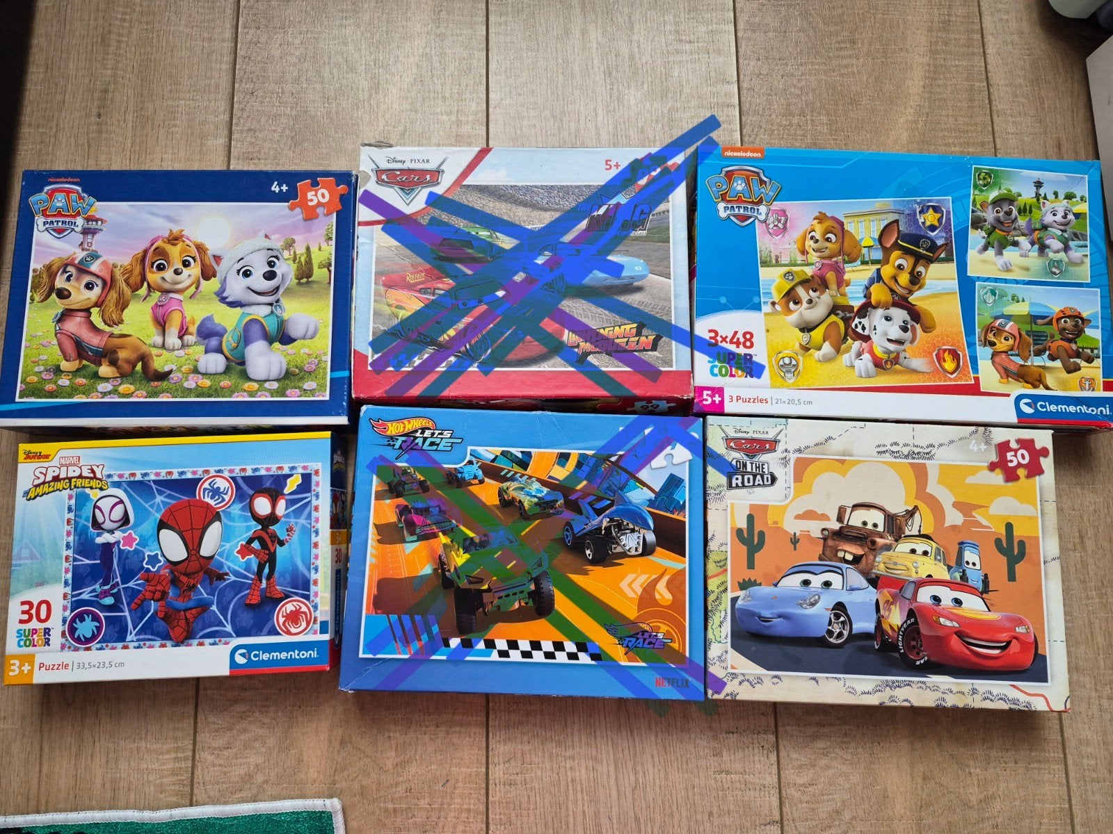 Diverse kinderpuzzels: Paw Patrol, Cars, Spidey, Hot Wheels, Ophalen