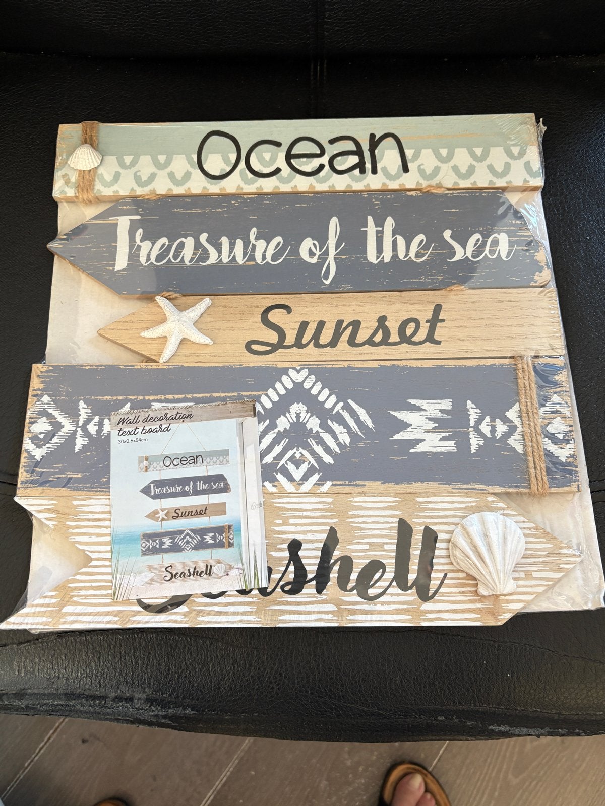 Ibiza stijl houten wandhanger - Ocean Treasure Sunset, Hout, Nieuw, Ophalen of Verzenden, Met ophangsysteem