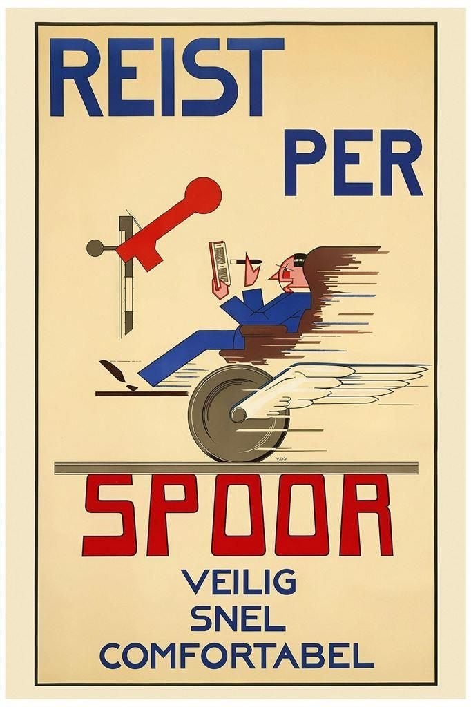 NS Affiche Reist per Spoor Trein Poster spoorwegen, Verzenden, Nieuw, Trein, Overige typen
