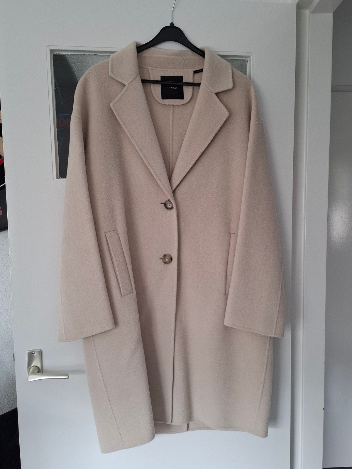 Pinko wollen jas - Beige - Maat L, Pinko, Beige, Maat 42/44 (L), Ophalen of Verzenden