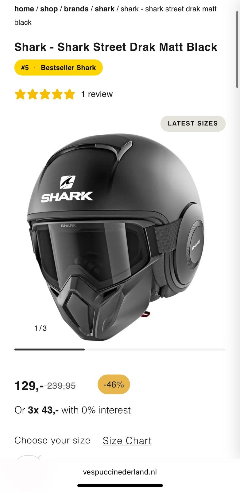 Shark helm te koop, Ophalen, Zo goed als nieuw