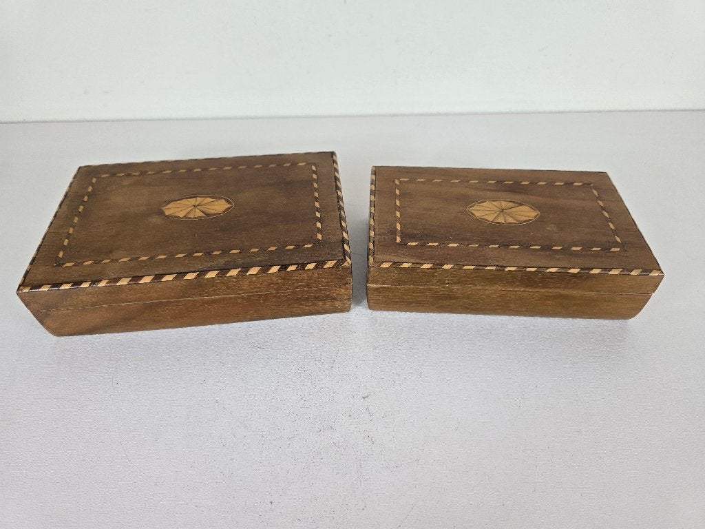 Twee kistjes doosjes hout Tsjecho-Slowakije, midden 20e eeuw, Antiek en Kunst, Ophalen of Verzenden