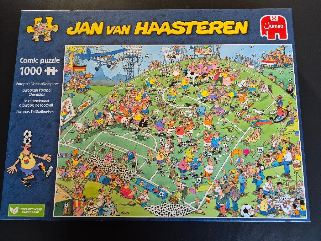 Puzzel Jan van Haasteren 1000 Europa`s voetbal kampioen, Ophalen of Verzenden, 500 t/m 1500 stukjes, Zo goed als nieuw, Legpuzzel