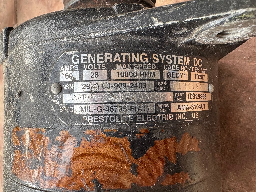 Prestolite Generator 60AMPS US Militair voertuigen, Verzenden, Landmacht, Amerika, Embleem of Badge