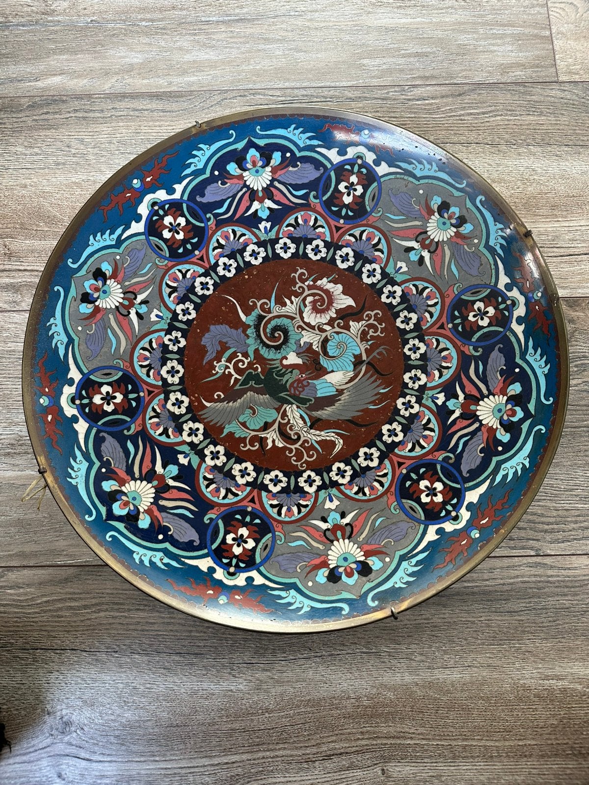 antieke Japanse cloisonne bord, Ophalen of Verzenden