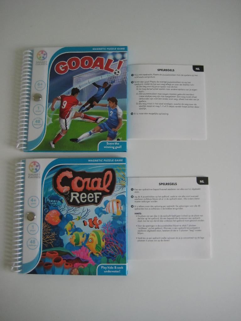 Smart Games Coral Reef+Gooal! magnetic puzzle game ZGAN, Ophalen of Verzenden, Zo goed als nieuw, Puzzelen